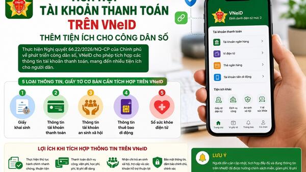 Tích hợp tài khoản thanh toán trên VNeID: Thêm tiện ích cho công dân số
